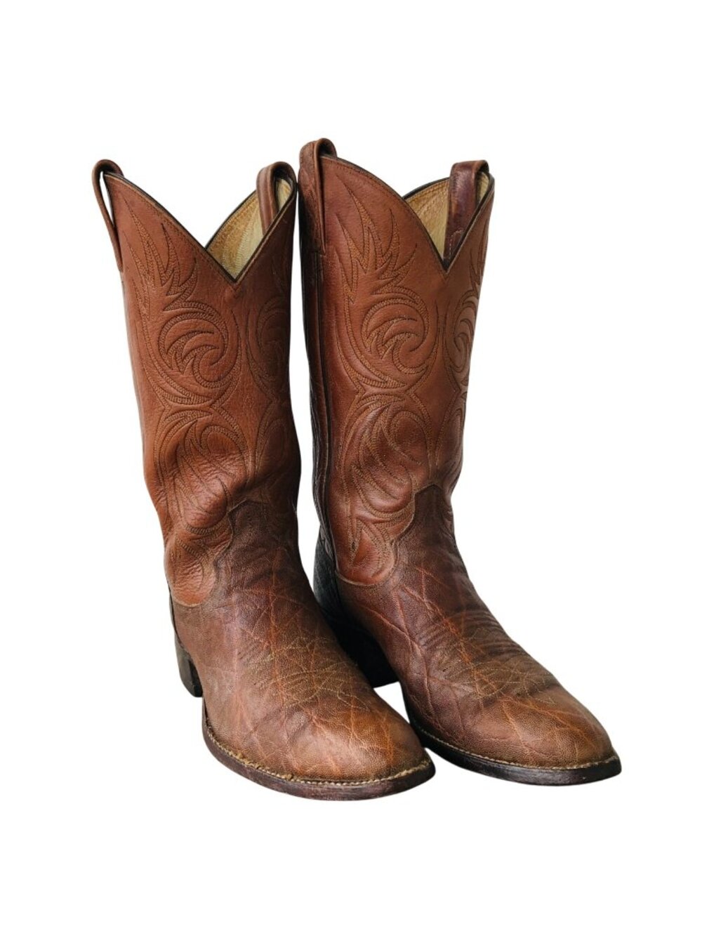 Dan Post Vintage Exotic Brown Cowboy Western Boots Mens Size 8 D USA